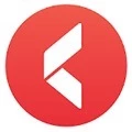 Keelo fitness application logo is a red circle with a white stylized letter k in the center.